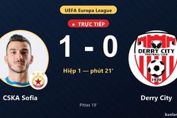 TRỰC TIẾPTrực tiếp CSKA Sofia vs Derry City: CSKA Sofia mở tỷ số