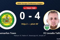 TRỰC TIẾPTrực tiếp Caernarfon Town vs FC Levadia Tallinn: FC Levadia Tallinn bỏ lỡ phạt đền