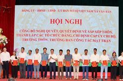 X&atilde; Văn B&agrave;n v&agrave; Bản X&egrave;o c&ocirc;ng bố c&aacute;c quyết định về sắp xếp th&ocirc;n, tổ d&acirc;n phố