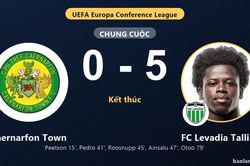 Đại bại 0-5 trước Levadia Tallinn, Caernarfon Town sớm hụt hơi v&ograve;ng loại Conference League