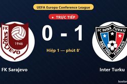 TRỰC TIẾPTrực tiếp FK Sarajevo vs Inter Turku: Hết hiệp 1, Inter Turku dẫn 1-0