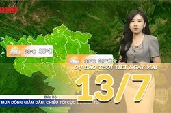 [Video] Dự báo thời tiết đêm nay và ngày mai ngày 13/7/2026: Mưa dông tiếp diễn về chiều tối trên cả ba miền