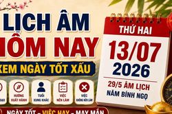 Lịch âm hôm nay 13/7/2026: Những sự kiện lịch sử đáng nhớ