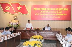 Ph&oacute; Thủ tướng Hồ Quốc Dũng l&agrave;m việc với tỉnh C&agrave; Mau