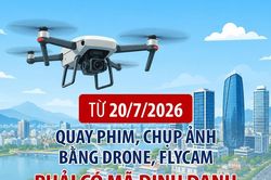 [Infographic] - Từ 20/7/2026; quay phim, chụp ảnh bằng drone, flycam phải có mã định danh