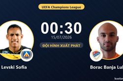TRỰC TIẾPTrực tiếp Levski Sofia vs Borac Banja Luka: Đội hình xuất phát