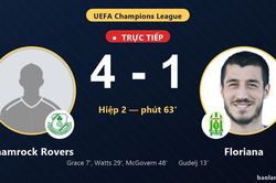 TRỰC TIẾPTrực tiếp Shamrock Rovers vs Floriana: Shamrock Rovers nới rộng c&aacute;ch biệt 4-1