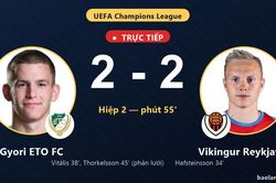 TRỰC TIẾPTrực tiếp Gyori ETO FC vs Vikingur Reykjavik: Vikingur Reykjavik gỡ h&ograve;a 2-2