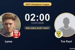 TRỰC TIẾPTrực tiếp Larne vs Tre Fiori: Trận đấu đang diễn ra