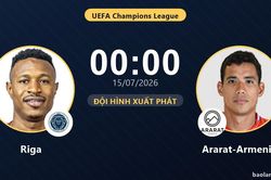 TRỰC TIẾPTrực tiếp Riga vs Ararat-Armenia: Đội hình xuất phát