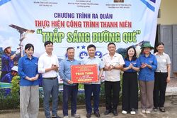 Ra qu&acirc;n thực hiện c&ocirc;ng tr&igrave;nh 'Thắp s&aacute;ng đường qu&ecirc;' tại Trung H&agrave;