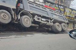 Xe tải khoảng 80 tấn sập cống c&ocirc;ng trường chống ngập ở Th&aacute;i Nguy&ecirc;n