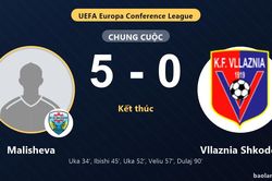 Malisheva v&ugrave;i dập Vllaznia Shkod&euml;r ở v&ograve;ng loại Conference League