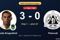 TRỰC TIẾPTrực tiếp Egnatia Rrogozhin&euml; vs Petrocub: Hết hiệp 1, Egnatia Rrogozhin&euml; dẫn 3-0