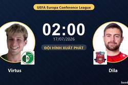 TRỰC TIẾPTrực tiếp Virtus vs Dila: Đội h&igrave;nh xuất ph&aacute;t