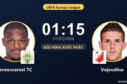 TRỰC TIẾPTrực tiếp Ferencvarosi TC vs Vojvodina: Đội h&igrave;nh xuất ph&aacute;t