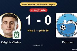 TRỰC TIẾPTrực tiếp FK Zalgiris Vilnius vs Petrovac: FK Zalgiris Vilnius mở tỷ số