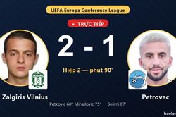 TRỰC TIẾPTrực tiếp FK Zalgiris Vilnius vs Petrovac: Petrovac r&uacute;t ngắn c&aacute;ch biệt 2-1