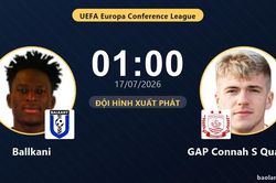 TRỰC TIẾPTrực tiếp Ballkani vs GAP Connah S Quay FC: Đội h&igrave;nh xuất ph&aacute;t