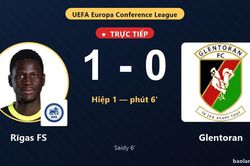 TRỰC TIẾPTrực tiếp Rīgas FS vs Glentoran: Hiệp 2 bắt đầu, Rīgas FS dẫn 1-0
