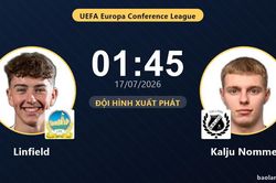 TRỰC TIẾPTrực tiếp Linfield vs Kalju Nomme: Đội h&igrave;nh xuất ph&aacute;t