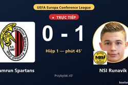 TRỰC TIẾPTrực tiếp Hamrun Spartans vs NSI Runavik: Hết hiệp 1, NSI Runavik dẫn 1-0