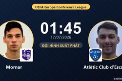 TRỰC TIẾPTrực tiếp Mornar vs Atl&egrave;tic Club d'Escaldes: Đội h&igrave;nh xuất ph&aacute;t