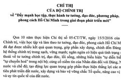 Chỉ thị của Bộ Chính trị về đẩy mạnh học tập, thực hành tư tưởng Hồ Chí Minh