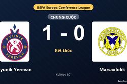 Thống k&ecirc; trận đấu Pyunik Yerevan 1-0 Marsaxlokk: D. Kulikov tỏa s&aacute;ng, Pyunik Yerevan gi&agrave;nh trọn 3 điểm