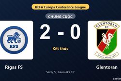 Thống k&ecirc; trận đấu Rīgas FS 2-0 Glentoran: J. Ikaunieks tỏa s&aacute;ng, Rīgas FS gi&agrave;nh trọn 3 điểm