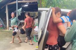 Cảnh 'khối nghỉ hè' gào khóc khi bị bê lên xe rời quê khiến dân mạng phì cười