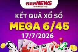 Vietlott 17/7 - Kết quả xổ số Vietlott hôm nay 17/7/2026 - Xổ số Mega 6/45