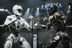 Robot hình người đối kháng trên võ đài như võ sĩ chuyên nghiệp