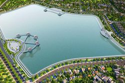 Hình ảnh hồ điều hòa Cự Khối sẵn sàng tích nước chống ngập