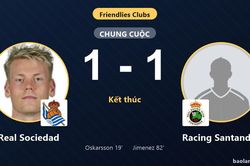 Real Sociedad v&agrave; Racing Santander chia điểm, kh&ocirc;ng đội n&agrave;o thắng