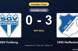Thống k&ecirc; trận đấu SGV Freiberg 0-3 1899 Hoffenheim: 1899 Hoffenheim thắng đậm thuyết phục