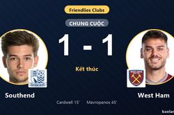 Southend v&agrave; West Ham chia điểm trong trận giao hữu c&acirc;n bằng