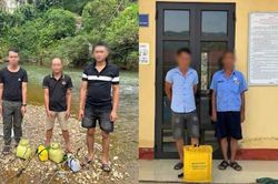 Công an xã Lương Thịnh xử phạt 5 trường hợp sử dụng kích điện khai thác thủy sản trái phép