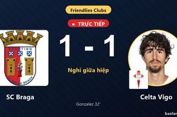 TRỰC TIẾPTrực tiếp SC Braga vs Celta Vigo: Hết hiệp 1, hòa 1-1