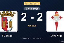 Thống kê trận đấu SC Braga 2-2 Celta Vigo: Màn rượt đuổi tỷ số mãn nhãn