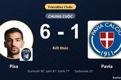 Pisa ngược d&ograve;ng thắng đậm Pavia trong trận giao hữu CLB
