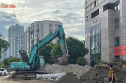 Công trường mở đường nối phố Thành Thái với Nguyễn Khang tăng tốc thi công