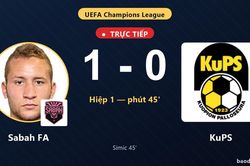TRỰC TIẾPTrực tiếp Sabah FA vs KuPS: Hiệp 2 bắt đầu, Sabah FA dẫn 1-0