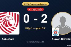 TRỰC TIẾPTrực tiếp Saburtalo vs Slovan Bratislava: Hiệp 2 bắt đầu, Slovan Bratislava dẫn 2-0