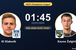 TRỰC TIẾPTrực tiếp KI Klaksvik vs Kauno Žalgiris: Hết hiệp 1, h&ograve;a 0-0