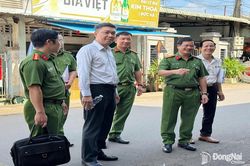 Đồng chí Đại tá Trần Anh Sơn - Phó Giám đốc Công an thành phố chủ trì kiểm tra công tác phòng cháy, chữa cháy tại Chợ Phước Thái và Chợ Tân Hiệp