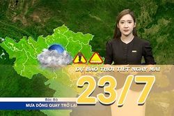 [Video] Dự báo thời tiết đêm nay và ngày mai ngày 23/7/2026: Mưa dông gia tăng tại Bắc Bộ, đề phòng mưa rất to
