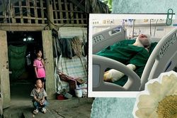 Cha bỏng nặng, hai con thơ ngày ngày đứng trước cửa đợi bố