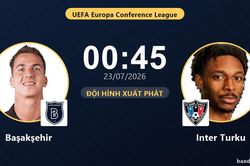 TRỰC TIẾPTrực tiếp Başakşehir vs Inter Turku: Başakşehir nhỉnh b&oacute;ng, Inter Turku dứt điểm nhiều hơn, chưa c&oacute; b&agrave;n thắng