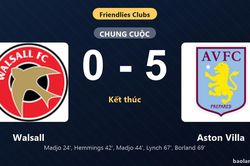 Thống kê trận đấu Walsall 0-5 Aston Villa: Aston Villa thắng đậm thuyết phục